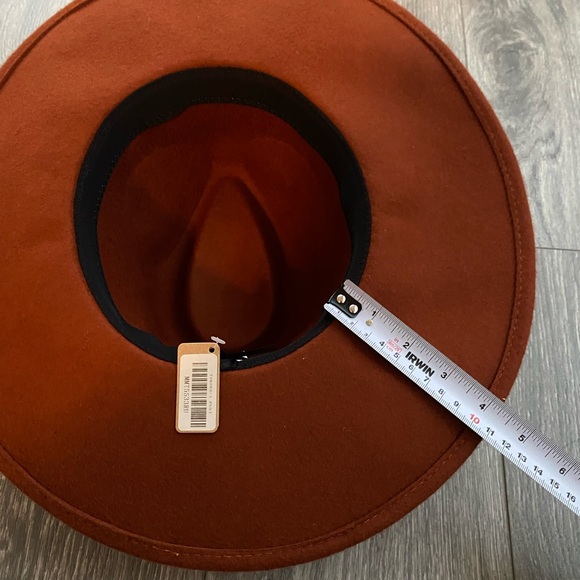 NWT! 100% Wool Wide-Brim Hat in Rust Orange/Brown main image 8